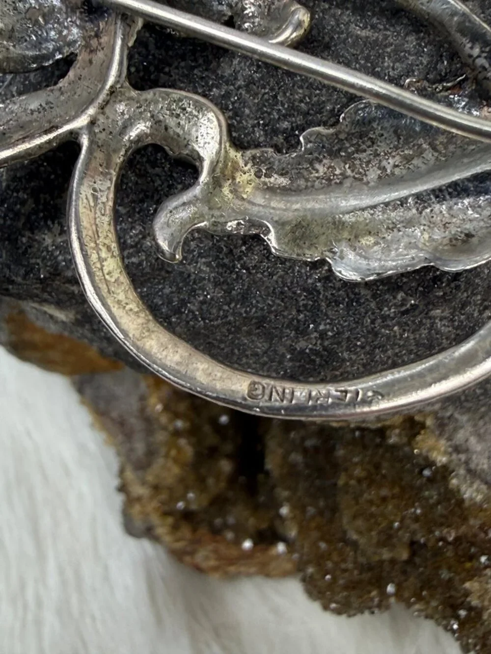 Vintage Sterling Silver Art Nouveau Floral Leaf Openwork Brooch 1.25
